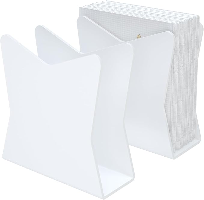 SILUT 2 Pack Napkin Holder for Table, Acrylic Napkins Holder, Compact Napkin Dispenser for Kitchen Table, Cocktail Napkin Holder for Bar, Banquet, Restaurant, Freestanding Napkins Holder - White