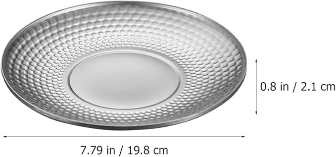 Vintage Hammered Stainless Steel Fruit Tray, Round Textured Metal Dessert Plate for Outdoor Camping and Party Serving, Creative Japanese Style Diamond Pattern