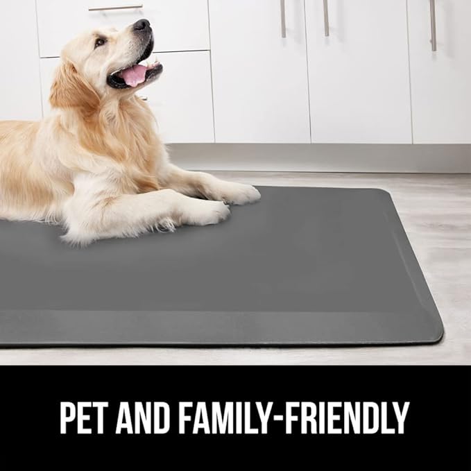 GORILLA GRIP Comfortable Cushioned Kitchen Mats for Floor, 48x20, Waterproof and Stain Resistant Soft Top, 3/4 Inch Thick Ergonomic Standing Desk Anti Fatigue Mat, Foam Supports Ankles and Feet, Grey