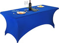 LZY Spandex Table Covers 6 Feet, Stretch/Fitted Table Covers for 6 Feet Folding Table, Rectangular Spandex Table Cloths for Wedding Party or Event (6FT-2PCS, Royal Blue)
