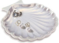 AISBUGUR Shell Ring Holder Dish, Shell Jewelry Tray, Trinket Dish, Cute Decorations for Coastal Home Decor, Bathroom Decor, 5.5", White