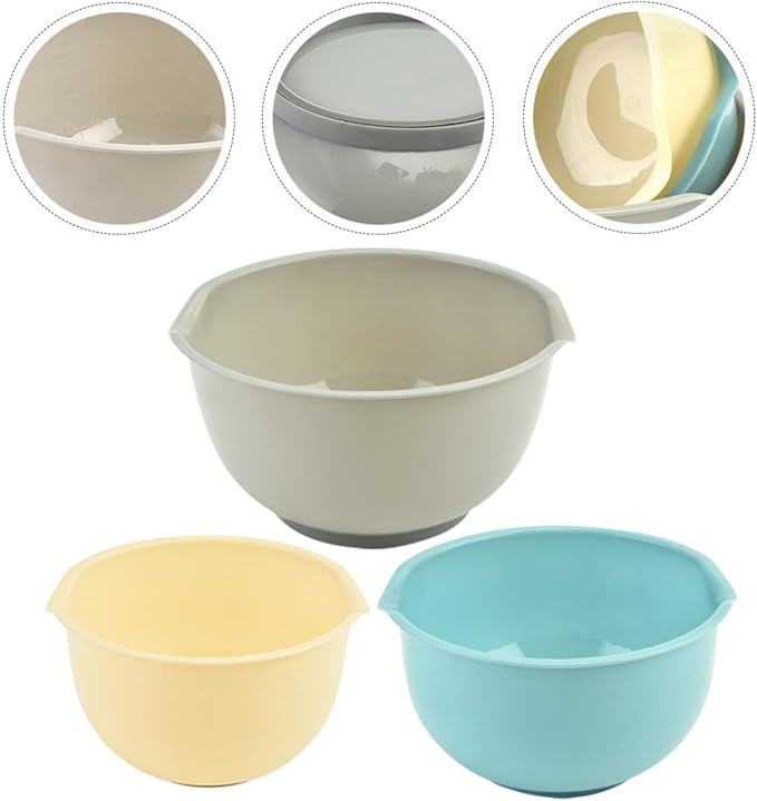 TOYANDONA Kitchen Mixing Bowls Set of 3 Plastic Reusable Salad and Food Bowls Stackable for Meal Prep and Salad Mixing Random Color