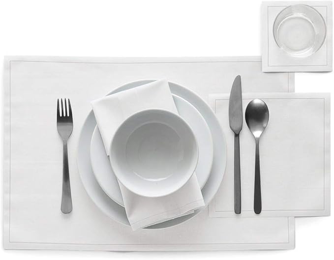 MY DRAP Washable and Reuseable Cloth Placemat - 17.7 x 12.6 in (12 Per Roll, Cotton Cream)