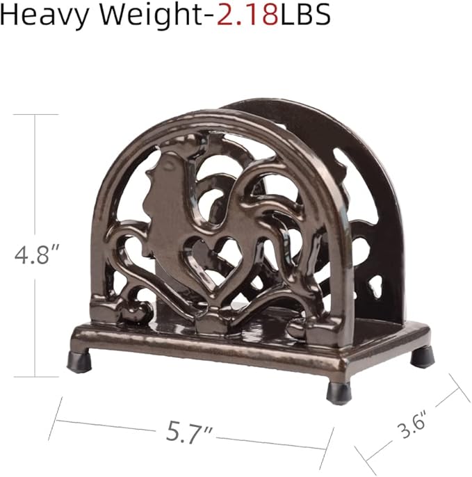 Vintage Metal Napkin Holder, Heavy Cast Iron Napkin Holder Organizer for Kitchen Restaurant Home Décor, Coffee Gold