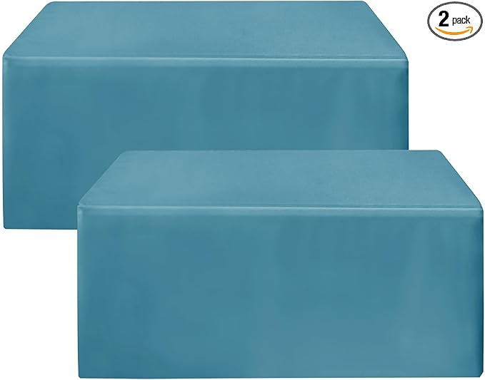HolidayIdeas 2 Pack Fitted Tableclothes - 48 x 24 Inch - Teal Rectangle Tablecloths for 4 Foot Tables, Polyester Fabric Table Covers for Parties, Baby Shower, Wedding, Trade Show