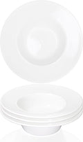 Soup Bowl Soup Plates with Rim 12 oz, Pasta Bowl Set of 4, White Shallow Bowl Plate, Ceramic Wide Rimmed Soup Bowl, Best choice for high-end restaurants, hotels, and foodies, 9 Inch
