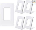 ELEGRP Matte White 1-Gang Screwless Decorative Wall Plates, Standard Size Unbreakable Thermoplastic Faceplate Cover for Decorator Receptacle Outlet Switch, UL Listed (5 Pack)
