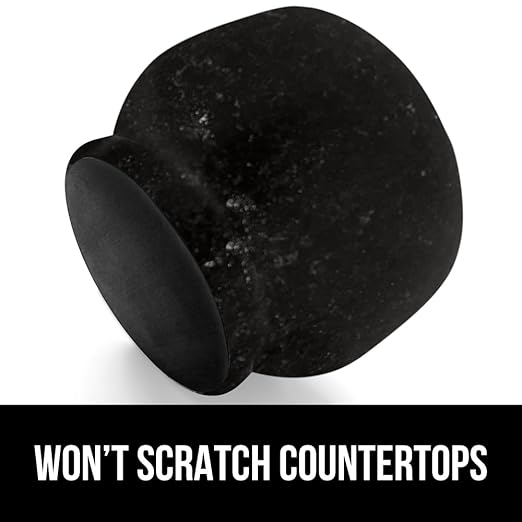 GORILLA GRIP Heavy Duty Mortar and Pestle Set with Slip Resistant Base, 2 Cup, 100% Granite Stone Molcajete Guacamole Bowl, Grind Seeds, Spices, Crush Garlic, Kitchen Muddler for Fresh Herbs, Black