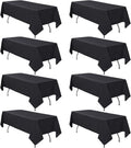 8 Pack Black Tablecloths 60 x 84 Inch Rectangular Table Cloth for 4 Foot Rectangle Tables, Wrinkle Resistant Washable Rectangle Fabric Table Covers for Wedding Party Banquet Buffet and Camping