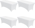 4-Pack White Spandex Tablecloths – 48"x30"x30" Stretch Fitted Table Covers for 4ft Rectangle Folding Tables, Wrinkle-Resistant Tablecloth for Wedding, Banquet & Outdoor Events