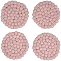 Humble Hilo Handmade Felt Coaster, 3.9 inches, Set of 4 (Dusty Pink)