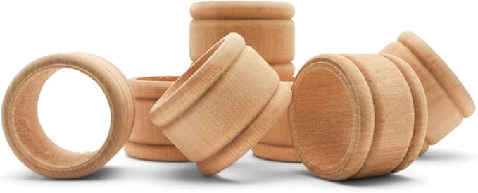 Unfinished Wood Napkin Rings Set of 100, 1-3/4 Inch Wooden Napkin Rings for Decorating and Crafting, Colonial Style, by Woodpeckers