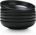 Selamica Porcelain 8.6 inch Salad Pasta Bowls Set of 6, 34 OZ Bowls Plates, Wide and Shallow Serving bowls, Microwave & Dishwasher Safe, Sturdy & Stackable, Set of 6(Black)