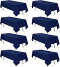 8 Pack Navy Blue Tablecloth 60 x 102 Inch Rectangular Table Cloth for 6 Foot Rectangle Tables, Wrinkle Resistant Washable Polyester Fabric Table Covers for Wedding Party Banquet Buffet and Camping