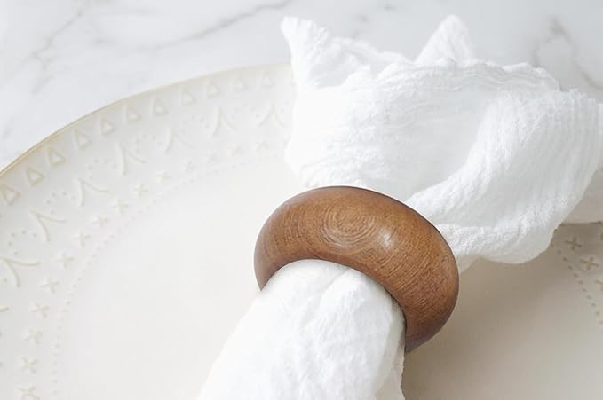 Handmade Wooden Napkin Ring Made by Artisan Beautifully Crafted and Designed in India Set of 12