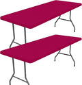 Spandex 8 Foot Rectangle Table Cloth 2 Pack, Elastic Fitted Tablecloths for Picnic, Stretch Washable Patio Table Cover for Outdoor, Camping, Banquet and Parties (Fuchsia, 30"x96")
