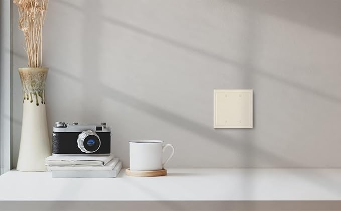 Henne Bery Modern Edge Decorative Wall Plate Switch Plate Outlet Cover, Durable Solid Zinc Alloy (Double Blank, Light Almond)