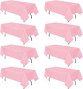 8 Pack Pink Tablecloth 60 x 126 Inch Rectangular Valentine’s Day Table Cloth for 8 Foot Rectangle Tables, Wrinkle Resistant Washable Fabric Polyester Table Covers for Wedding Party Banquet Buffet