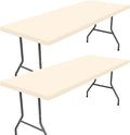 Spandex 5 Foot Rectangle Table Cloth 2 Pack, Elastic Fitted Tablecloths for Picnic, Stretch Washable Patio Table Cover for Outdoor, Camping, Banquet and Parties (Champagne, 30"x60")