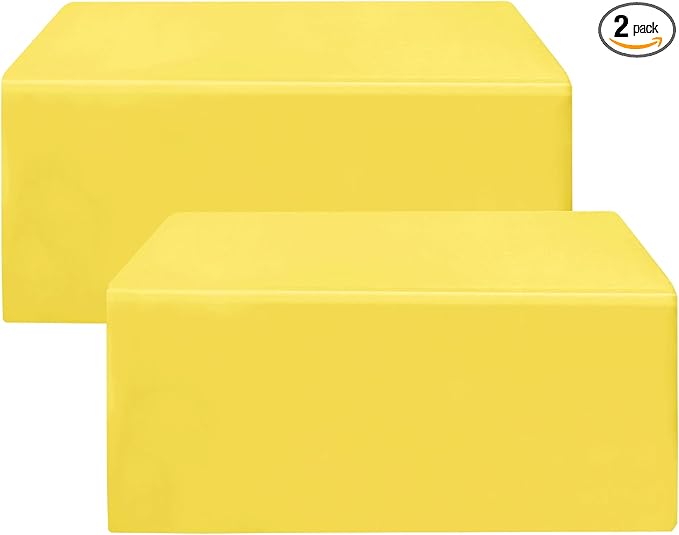 HolidayIdeas 2 Pack Fitted Yellow Tableclothes - 48 x 24 Inch - Rectangle Tablecloths for 4 Foot Tables, Polyester Fabric Table Covers for Parties, Baby Shower, Wedding, Trade Show