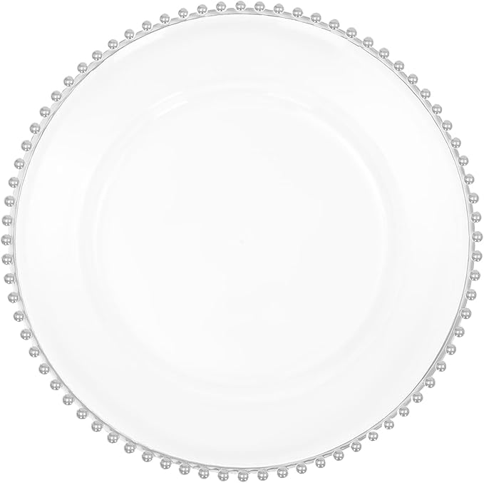 50 Pcs Charger Plates Set, Round Charger Plates, Reusable Serving Plates Embossed Rim Plastic Chargers Plate Decorative Round Plate Chargers for Dinner Plate Table Wedding Shower Decoration