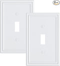 2-Pack Single Toggle Light Switch Cover Plate, Durable Solid Zinc Alloy Decorative Switch Plate Covers, White 1 Gang Wall Plate, Corrosion Resistant