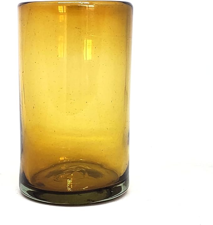 Solid Amber 14 oz Drinking Glasses (set of 6), Recycled Glass, Lead-free, Toxin-Free (14oz Drinking)