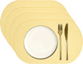 uxcell 4 Pcs Oval Silicone Placemat, 15.4" x 10.4" Non-Slip Washable Table Placemats Heat Resistant Waterproof Mat with High Edge for Table Kitchen Desk Protection, Yellow