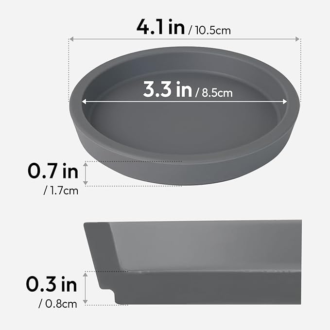 Carrotez Thick Silicone Coasters for Drinks, Round Bulky Cup Coasters for Coffee Table, Desk, Set of 2 - Grey