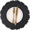 Noctiflorous Round Faux Leather 15 Inch Placemats Set of 4 Waterproof Wipeable Heat Resistant Tablemat for Dining Table Kitchen Non Slip Washable Oilproof Table Place Mat for Indoor Outdoor(Black, 4)