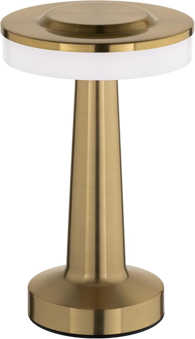 Radiance LED Cordless USB-C Re-Chargeable Desk Lamp, 5200mAh Battery Operated with 3 Color Temperature 2700K-3000K-3500K and Fingertip Touch On/Off Plus Dimming in Satin Brass