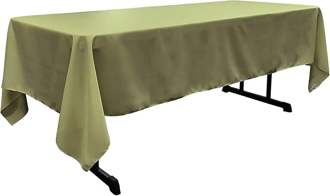 LA Linen Polyester Poplin Washable Rectangular Tablecloth, Stain and Wrinkle Resistant Table Cover 60x120, Fabric Table Cloth for Dinning, Kitchen, Party, Holiday 60 by 120-Inch, Sage Dark