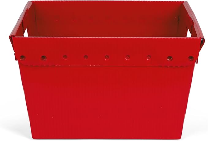 Hudson Exchange 18.25 x 13.25 x 11.75 (3 Pack) Corrugated Space Age Handled Storage Container Mail Tote, Red