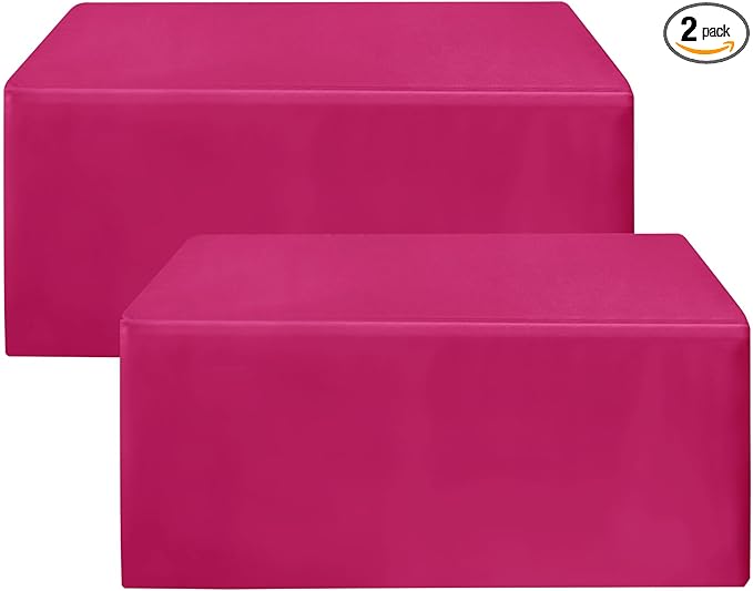 HolidayIdeas Fitted Table Covers for 6 Foot Tables - 72 x 30 Inch - 2 Pack Rectangle Fuchsia/Hot Pink Table Clothes Polyester Fabric Table Cover for Folding Table, Parties, Birthday, Trade Show