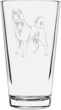 Akita (American) Dog Themed Etched All Purpose 16oz Pint Glass