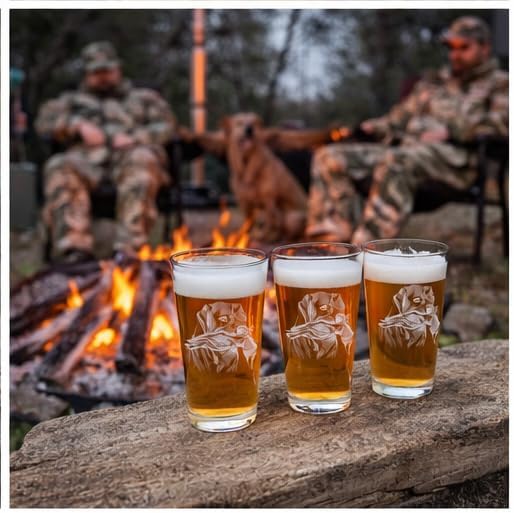 Hat Shark Duck Hunting Gear Decor Beer Glass - Mallard Duck Black Lab Hunting Gift - Laser Engraved 16 oz Pint Drinking Glass Dog Cool Hunters Gift for Men and Women Who Love Water Dogs (4)