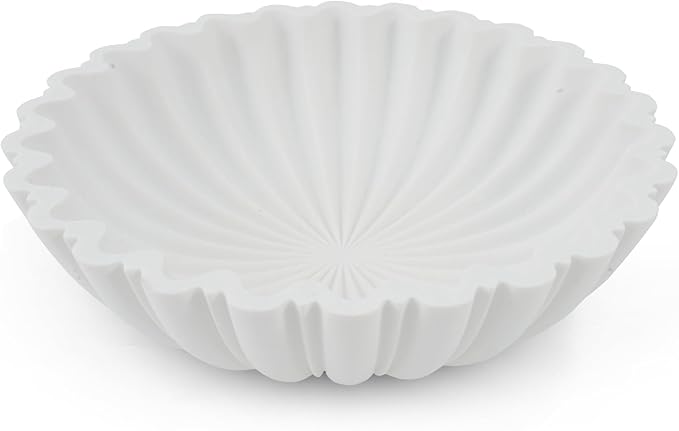 White Decorative Bowl Modern Home Decor - 10.6" Large Resin & Sandstone Centerpiece Bowl for Entryway Table, Coffee Table, Kitchen Counter or Serving Fruit, Keys, Candy