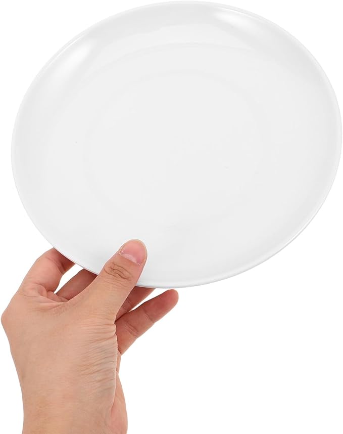 BESPORTBLE White Melamine round Dinner Plates 8-inch Plastic Food Plates for Party Sushi Serving Dish Dessert Sturdy Home and Commercial Tableware