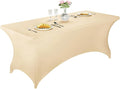 LZY Spandex Table Covers 6 Feet, Stretch/Fitted Table Covers for 6 Feet Folding Table, Rectangular Spandex Table Cloths for Wedding Party or Event (6FT-2PCS, Champn)