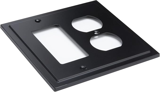 Henne Bery Modern Edge Decorative Wall Plate Switch Plate Outlet Cover, Durable Solid Zinc Alloy (Decorator/Duplex, Matte Black)