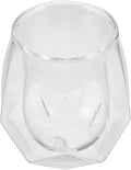Double Layer Insulated Whiskey Glass with Unique Pentagonal Base, Small European Style Ribbed Glassware for Home Bars and Friendsgiving Cocktails