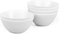 20 OZ Max White Opal Glass Cereal Bowl Set of 6, 6 inch Dishwasher & Microwave Safe Round Ribbed Bowls for Kitchen, Salad, Soup and Rice