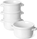 LE TAUCI Soup Bowls With Handles 28 oz, French Onion Soup Bowl for Chili, Beef Stew, Cereal, Ceramic Soup Crocks oven Safe, Microwave Dishwasher Safe - 5.5 inch, Set of 4, White