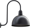 Steel Lighting Co. Hollywood Bowl Light | Outdoor Wall Mounted | 15 inch Bowl Dome | Upslope Gooseneck | Barn Light Made in America | Matte Black Exterior/Matte Black Interior