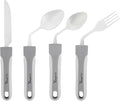 Restaurantware Adaptive Cutlery Set - 1 Set 9.84 x 5.12 x 1.57 Inches - Non-Slip Ergonomic Dining Utensils With Textured Handle - Stainless Steel Gray