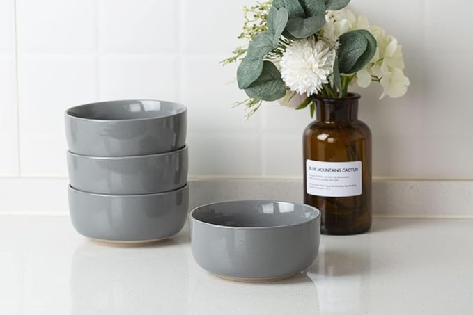famiware Milkyway Cereal Bowl, Soup Bowls for 6, 25 Ounce Bowls Set for Kitchen, Bowl Set for Cereal Soup Rice Pasta Salad Oatmeal, Dark Gray