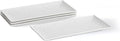 Rectangular Embossed Serving Platter Set, 12 Inch Large Serving Plates, Stackable Serving Tray for Wedding, Ceramic White Serving Platters for Entertaining, Dishwasher & Oven Safe (4PCS)