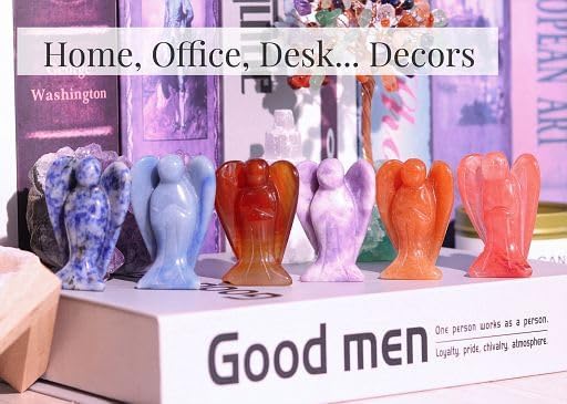 YATOJUZI 2" Red Aventurine Angel Decors Natural Healing Crystals Polished Carved Gemstones Stones Hand Guardian Cute Sculpture Statue Reiki Energy Figurines Home Room Office Desk Decor Gifts for Women