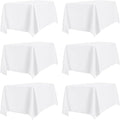 PureFit 6 Pack White Rectangle Table Cloths 60 x 126 Inch, Stain Resistant Polyester Table Covers for Dining Room, Wedding, Party, Banquet and Camping