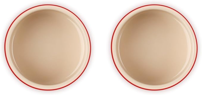 Le Creuset Stoneware Round Ramekin Straight Wall Set of 2, 7 oz. Each, Cerise